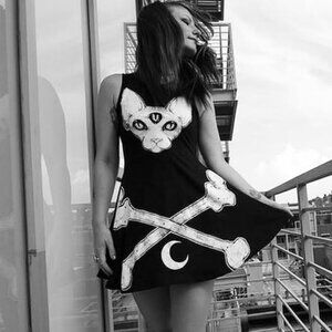 KILLSTAR Third Eye Sphynx Skater Dress RARE HTF